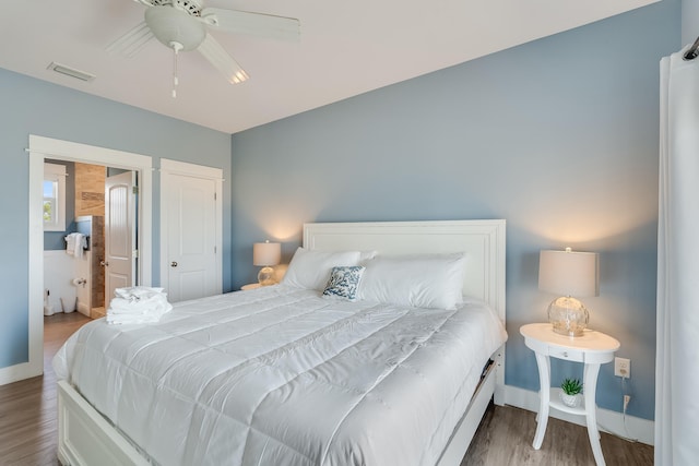 3625 Cape San Blas Rd, Cape San Blas, FL 32456 - bedroom with ceiling fan, visible vents, baseboards, and wood finished floors