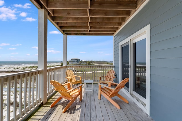3625 Cape San Blas Rd, Cape San Blas, FL 32456 - wooden deck with a beach view and a water view