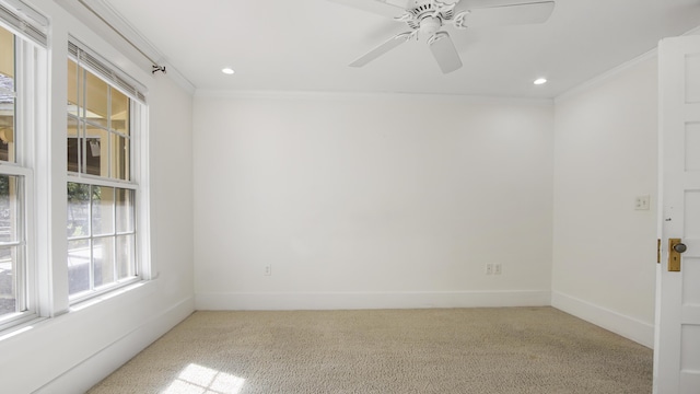516 College Ave, Defuniak Springs, FL 32435 - carpeted empty room with baseboards, crown molding, and recessed lighting