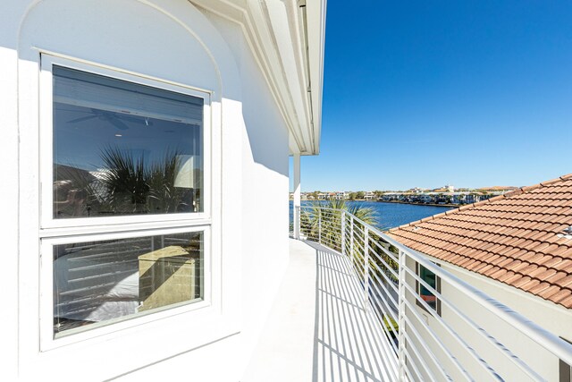 balcony with a water view