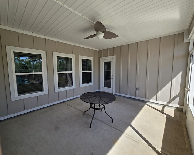 view of patio with a ceiling fan