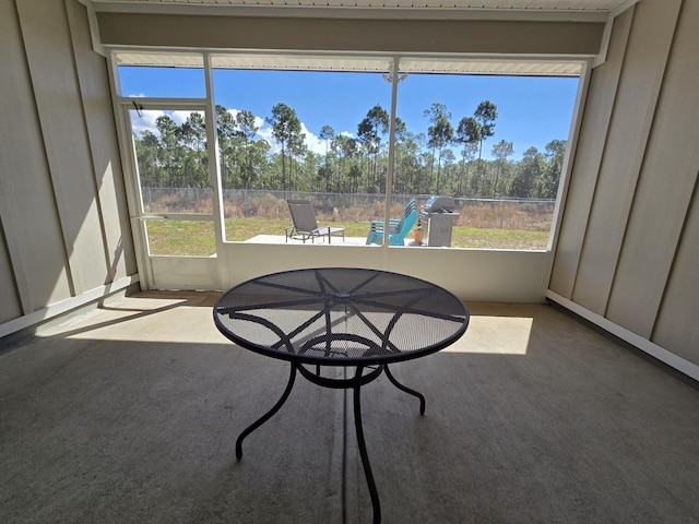 view of unfurnished sunroom