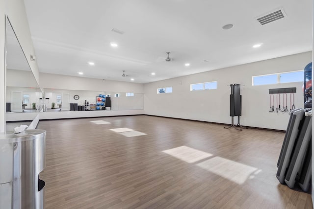 232 Brighton Cv, Freeport, FL 32439 - exercise area featuring light wood finished floors, recessed lighting, plenty of natural light, and baseboards