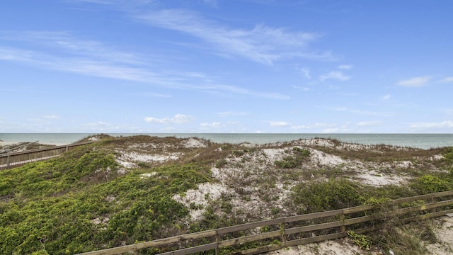 property view of water with fence