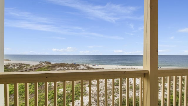 property view of water featuring a view of the beach