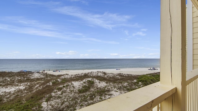 view of water feature featuring a view of the beach