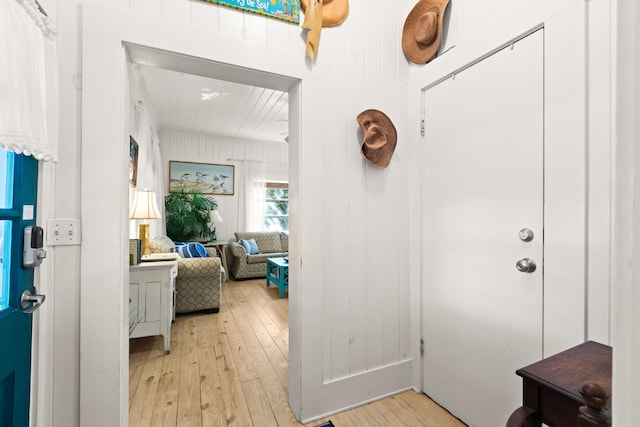 entrance foyer with light wood finished floors