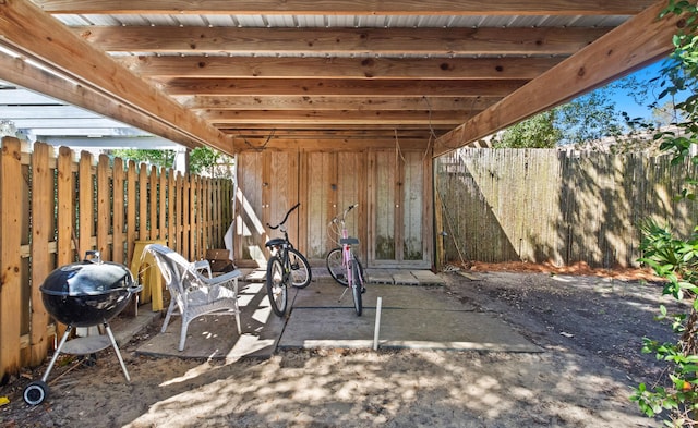 view of patio / terrace featuring a grill and a fenced backyard