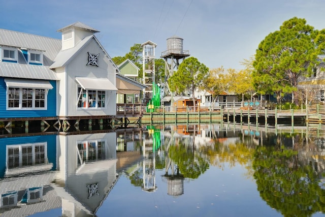 view of dock featuring a water view