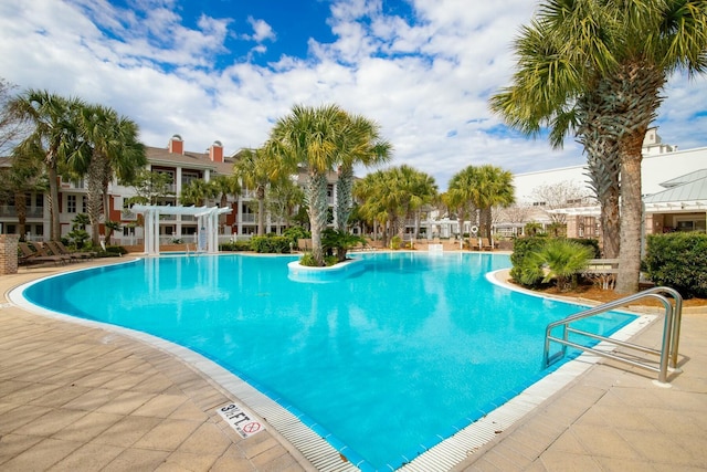 pool with a pergola