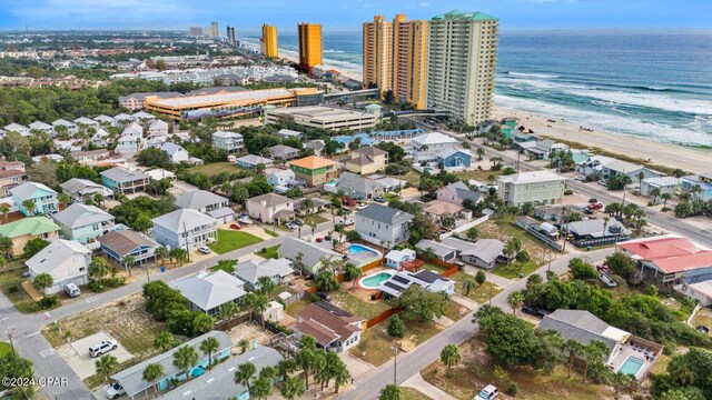 305 S Wells St, Panama City Beach, FL 32413 - birds eye view of property with a water view and a beach view