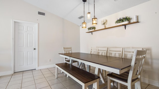 dining room featuring visible vents, baseboards, and light tile patterned flooring