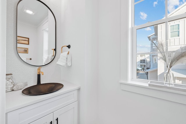 bathroom with backsplash and vanity