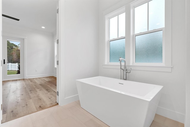 307 W Firethorn Cir Lot 42, Inlet Beach, FL 32461 - full bath with baseboards, a freestanding bath, recessed lighting, and tile patterned floors