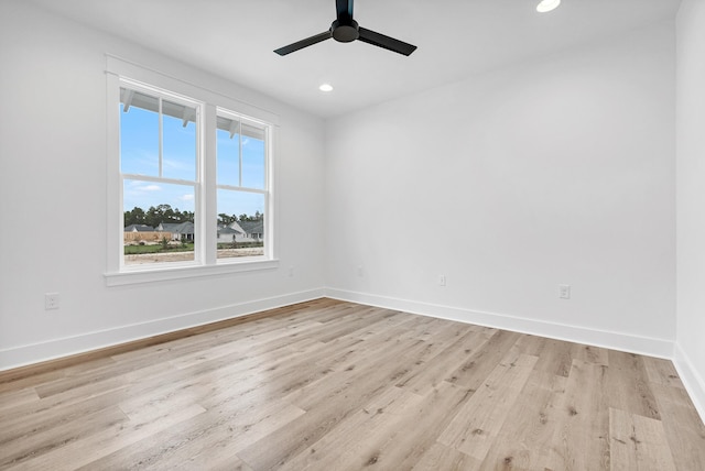 307 W Firethorn Cir Lot 42, Inlet Beach, FL 32461 - spare room featuring baseboards, light wood-style flooring, ceiling fan, and recessed lighting