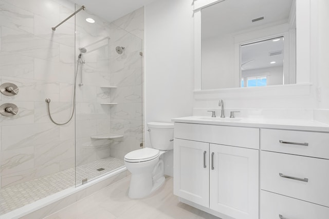 307 W Firethorn Cir Lot 42, Inlet Beach, FL 32461 - bathroom featuring toilet, vanity, tiled shower, and visible vents
