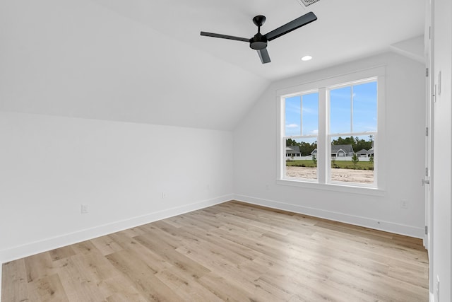 307 W Firethorn Cir Lot 42, Inlet Beach, FL 32461 - additional living space featuring lofted ceiling, recessed lighting, baseboards, light wood finished floors, and ceiling fan