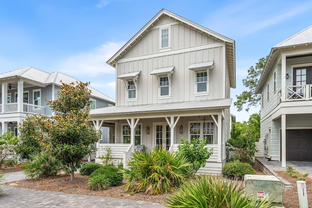 view of front of property with a porch and board and batten siding