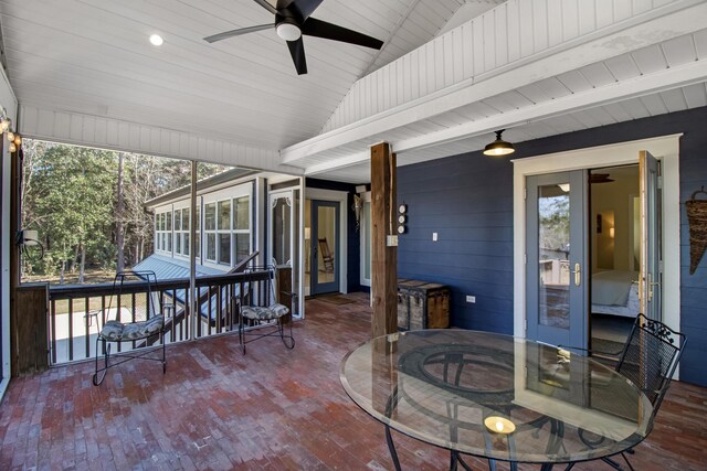 8840 Sand Pine Dr, Navarre, FL 32566 - exterior space with a ceiling fan and lofted ceiling