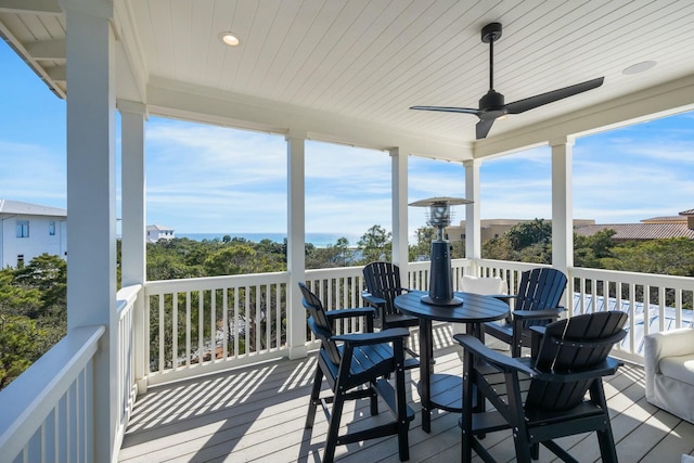 deck featuring a ceiling fan