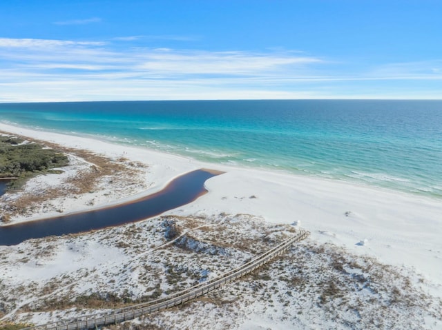 property view of water featuring a view of the beach