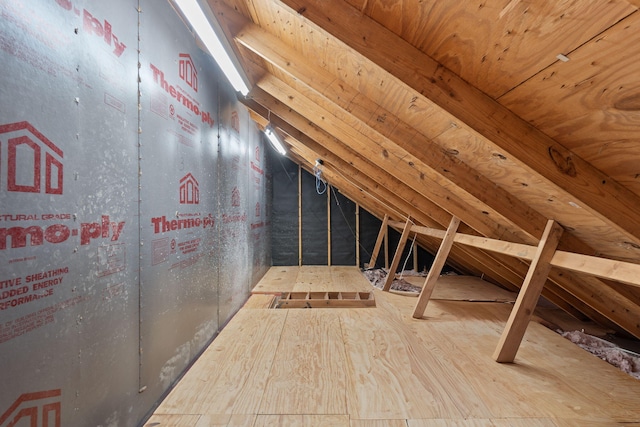 view of unfinished attic