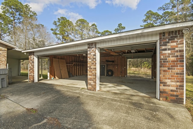 view of detached garage