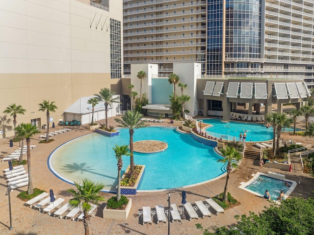 pool featuring a patio area