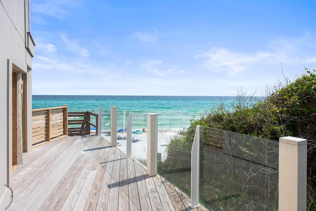 exterior space featuring a beach view