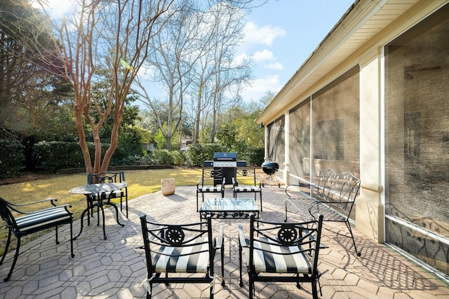 view of patio / terrace with outdoor dining area and area for grilling