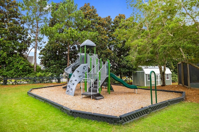 community playground with a yard