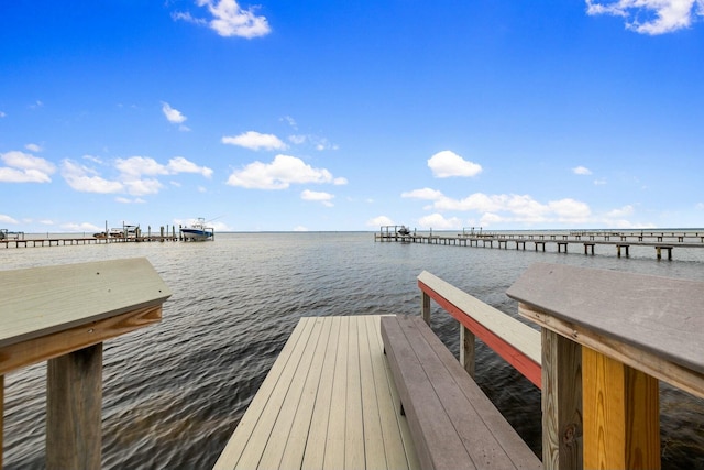 dock area featuring a water view