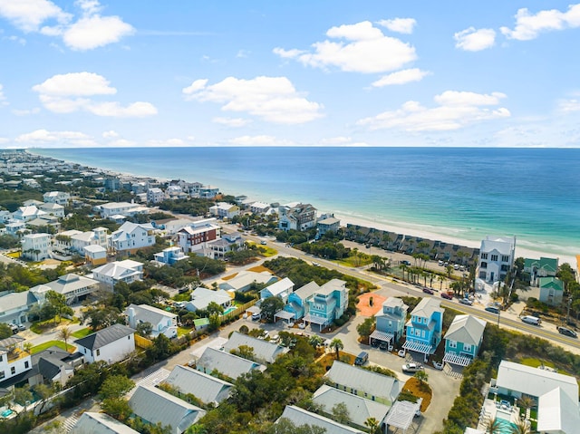 bird's eye view featuring a residential view and a water view