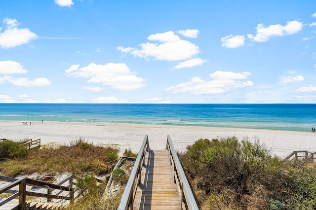 property view of water with a beach view