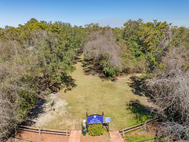 aerial view featuring a forest view