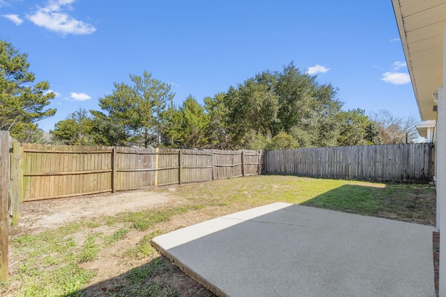 view of yard with a patio and a fenced backyard