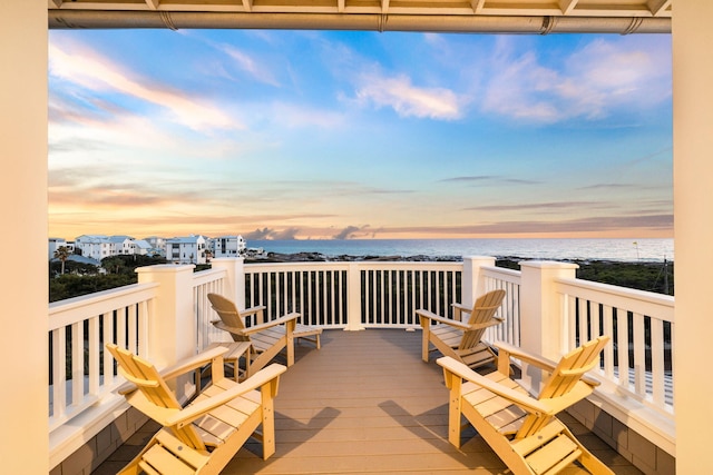 deck with a water view