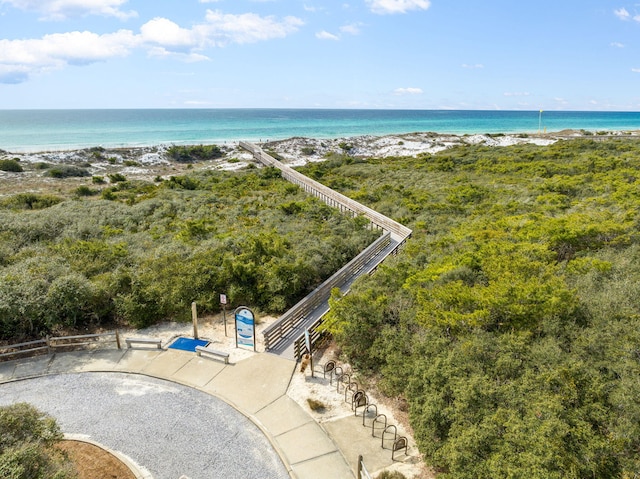 exterior space with a beach view