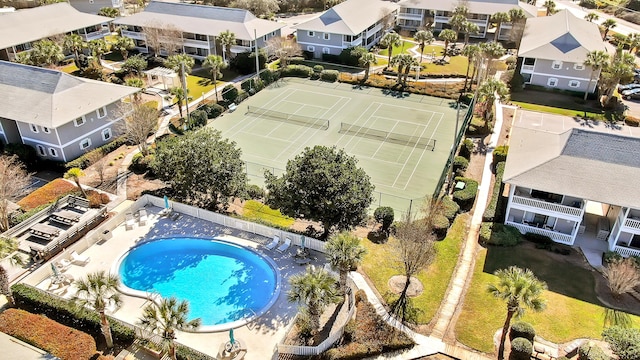 drone / aerial view with a residential view