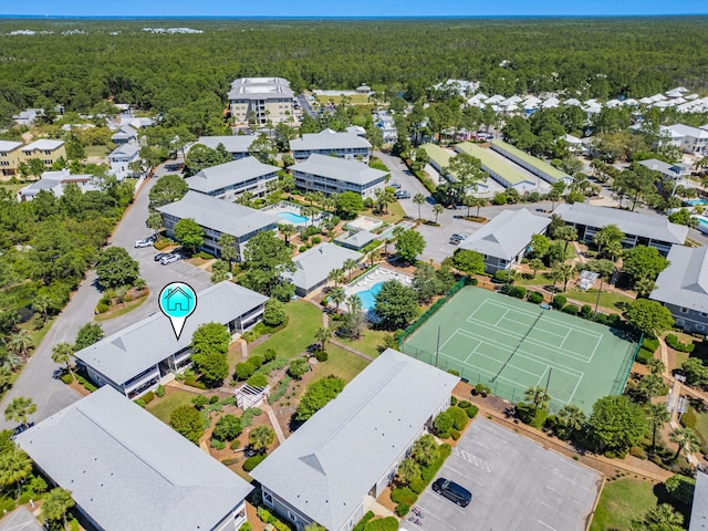 aerial view with a forest view