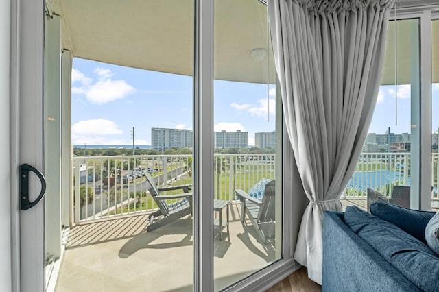 balcony with a city view