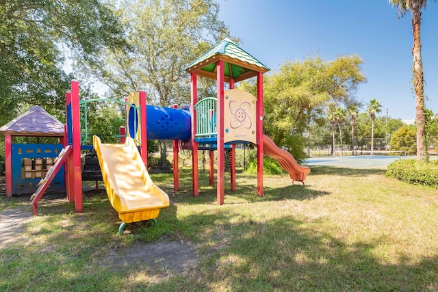 communal playground with a yard