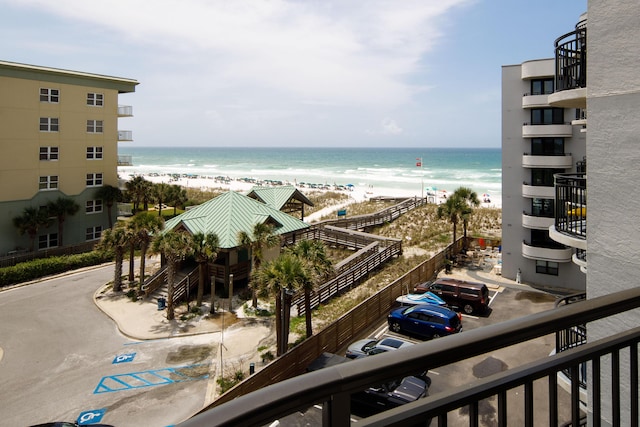 property view of water with a beach view