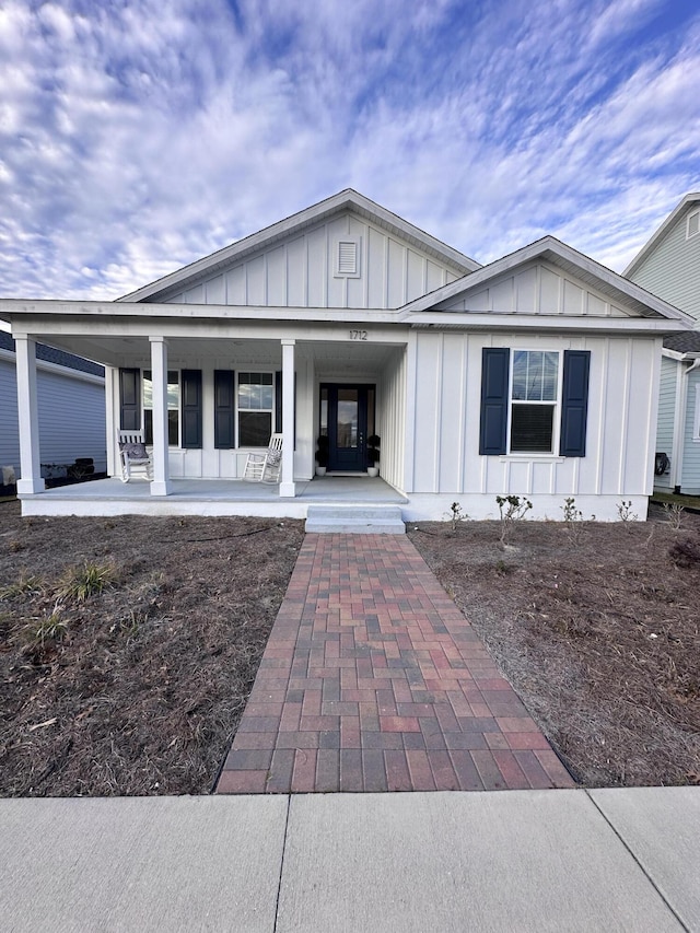 view of front of property featuring a porch and board and batten siding