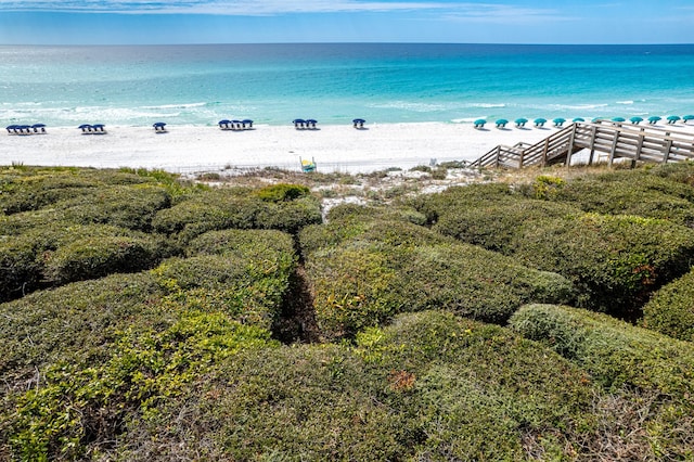 view of water feature featuring a beach view