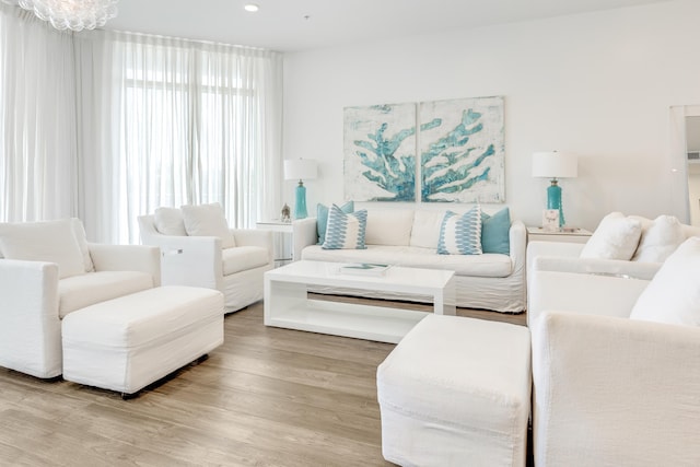 living room with light wood-style floors