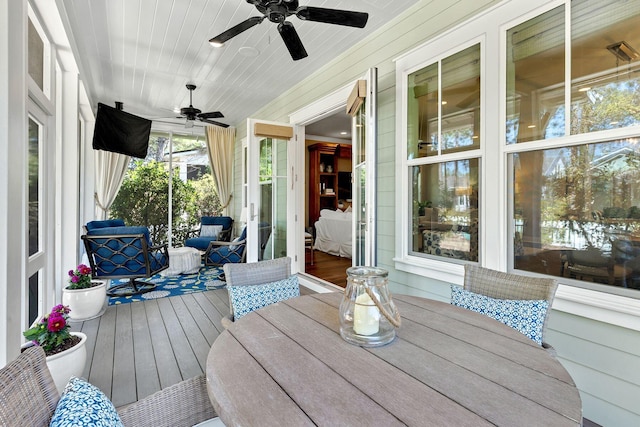 deck featuring ceiling fan