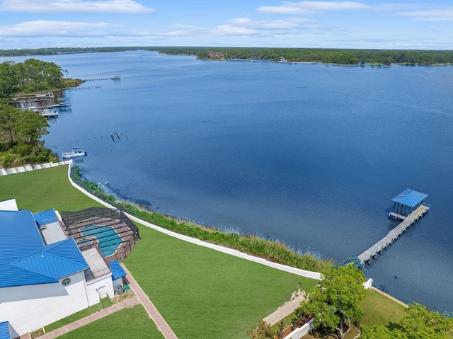 bird's eye view featuring a water view