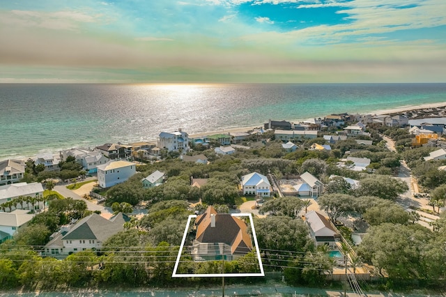 bird's eye view with a water view and a residential view