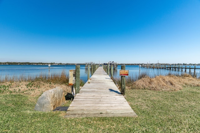 dock area featuring a water view